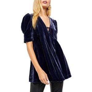 Free People Adelle Velvet Tunic in Indigo Lost